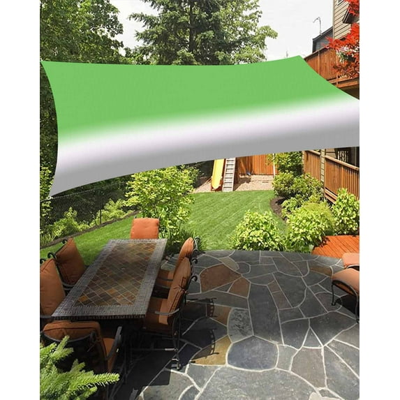 Sun Shade Sail 12x16Ft Gradient Color Green to Greyish White Uv Block Sunshade Canopy Outdoor Shade Cover Rectangle Shade Cloth For Patio Garden Yard Deck Pergola