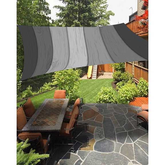 Sun Shade Sail 12x16Ft Retro Farmhouse Black and Gray Ombre Wood Grain Uv Block Sunshade Canopy Outdoor Shade Cover Rectangle Shade Cloth For Patio Garden Yard Deck Pergola