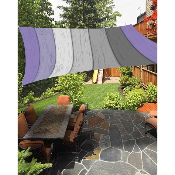 Sun Shade Sail 12x16Ft Retro Farmhouse Purple and Brown Ombre Wood Grain Uv Block Sunshade Canopy Outdoor Shade Cover Rectangle Shade Cloth For Patio Garden Yard Deck Pergola