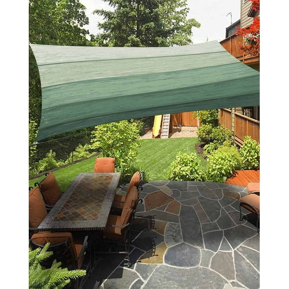 Sun Shade Sail 12x16Ft Sage Green Striped Gradient Rustic Wood Board Uv Block Sunshade Canopy Outdoor Shade Cover Rectangle Shade Cloth For Patio Garden Yard Deck Pergola