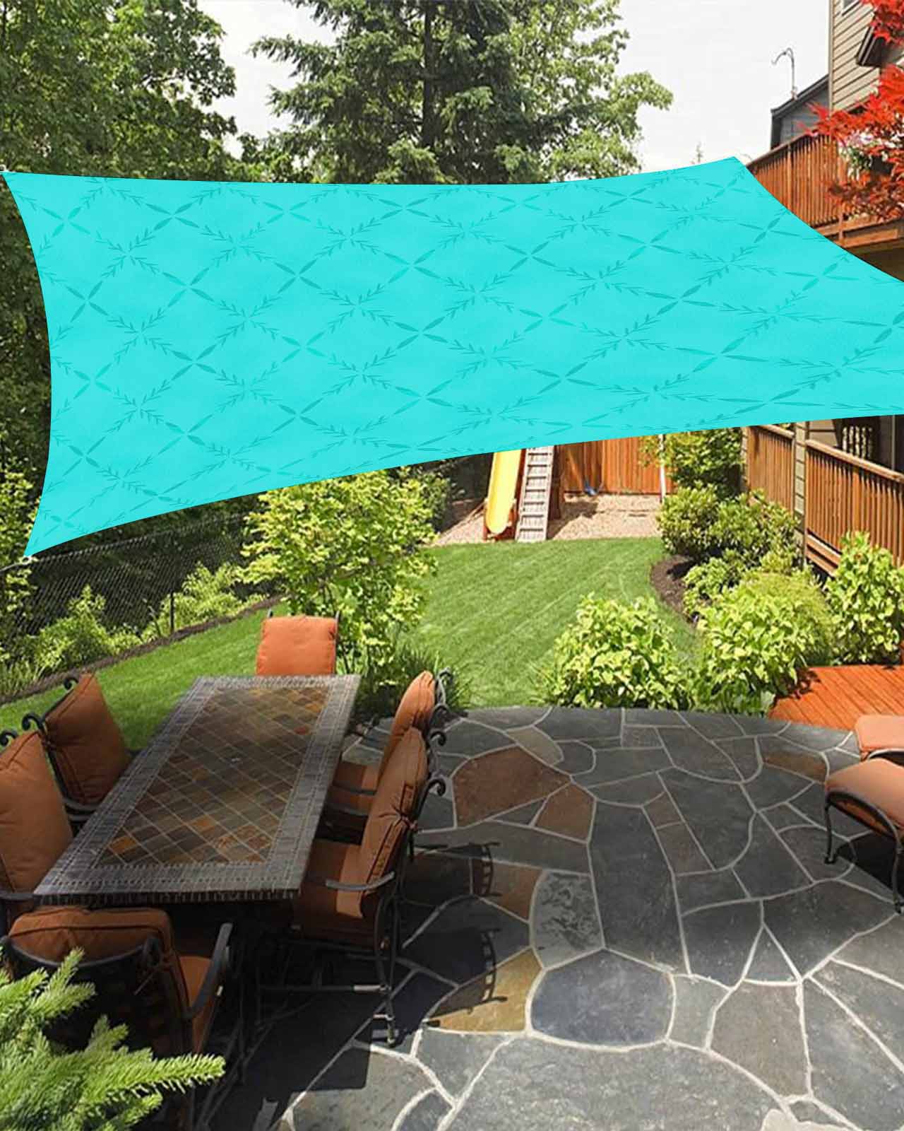 Sun Shade Sail 14x18Ft Abstract Cyan Diamond Plaid Texture Uv Block ...