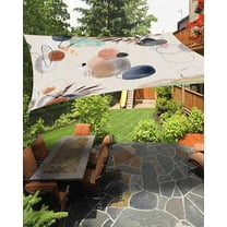 Sun Shade Sail 14x18Ft Abstract Geometric Watercolor Bohemian Leaves Beige Uv Block Sunshade Canopy Outdoor Shade Cover Rectangle Shade Cloth For Patio Garden Yard Deck Pergola