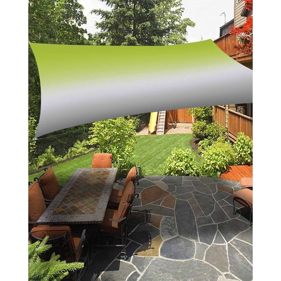 Sun Shade Sail 14x18Ft Abstract Green and Grey Gradient Uv Block Sunshade Canopy Outdoor Shade Cover Rectangle Shade Cloth For Patio Garden Yard Deck Pergola