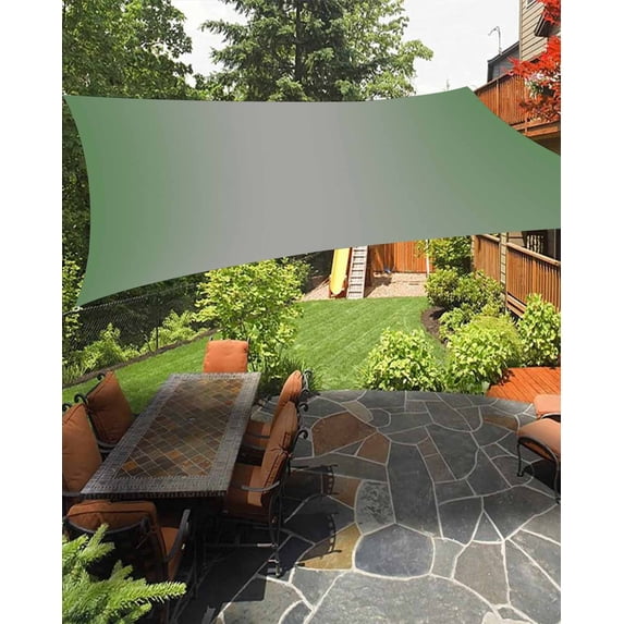 Sun Shade Sail 14x18Ft Abstract Ombre Sage Green and Grey Gradient Uv Block Sunshade Canopy Outdoor Shade Cover Rectangle Shade Cloth For Patio Garden Yard Deck Pergola