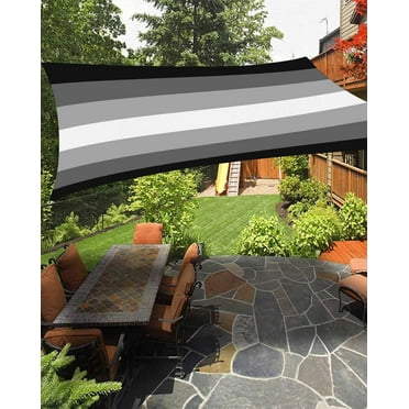 Sun Shade Sail 14x18Ft Black White Ombre Stripe Uv Block Sunshade Canopy Outdoor Shade Cover Rectangle Shade Cloth For Patio Garden Yard Deck Pergola