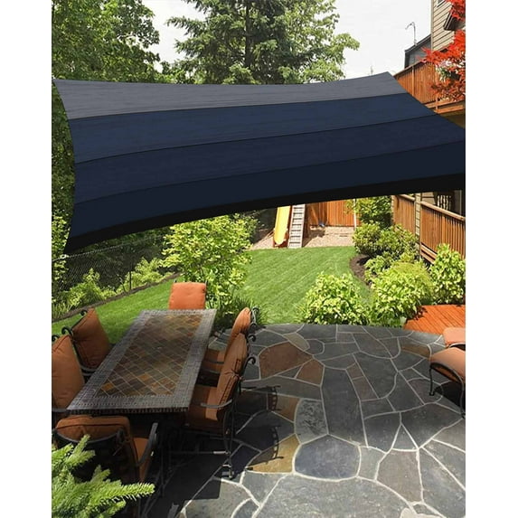 Sun Shade Sail 14x18Ft Blue and Navy Blue Gradient Wood Grain Uv Block Sunshade Canopy Outdoor Shade Cover Rectangle Shade Cloth For Patio Garden Yard Deck Pergola