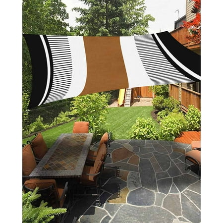 Sun Shade Sail 14x18Ft Boho Brown and Black Striped Tribal Farmhouse Style Uv Block Sunshade Canopy Outdoor Shade Cover Rectangle Shade Cloth For Patio Garden Yard Deck Pergola