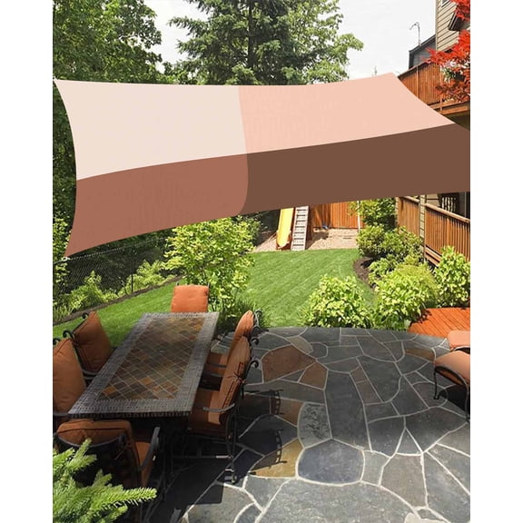 Sun Shade Sail 14x18Ft Geometric Ombre Gradient Brown Uv Block Sunshade Canopy Outdoor Shade Cover Rectangle Shade Cloth For Patio Garden Yard Deck Pergola