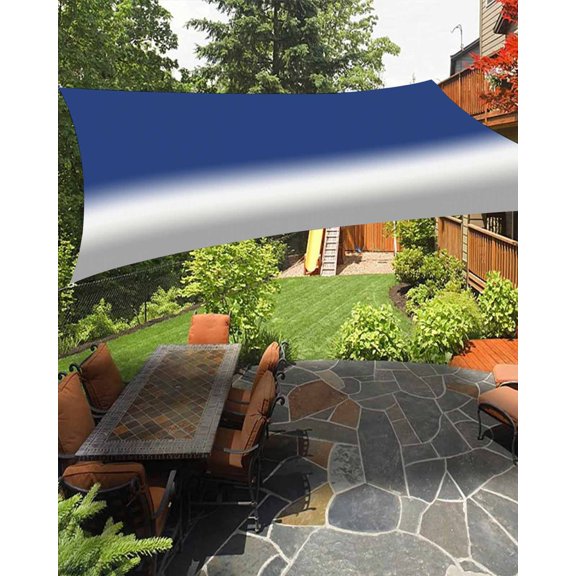 Sun Shade Sail 14x18Ft Gradient Color Navy to Greyish White Uv Block Sunshade Canopy Outdoor Shade Cover Rectangle Shade Cloth For Patio Garden Yard Deck Pergola