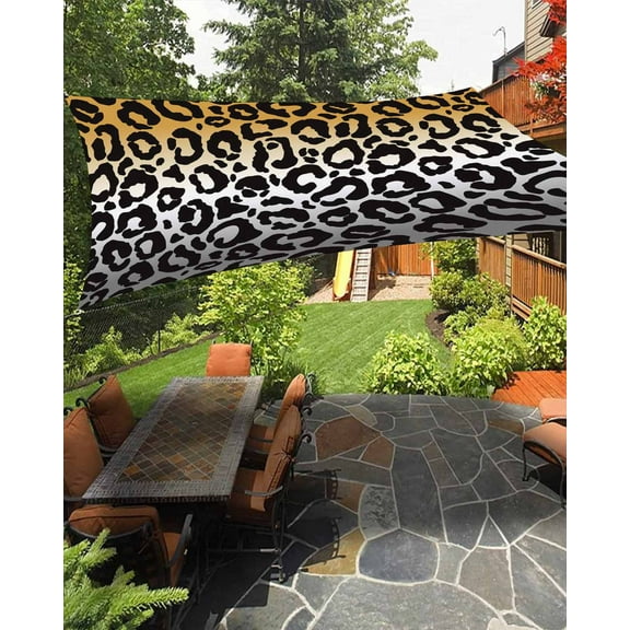 Sun Shade Sail 14x18Ft Gradient Yellow Grey Leopard Uv Block Sunshade Canopy Outdoor Shade Cover Rectangle Shade Cloth For Patio Garden Yard Deck Pergola