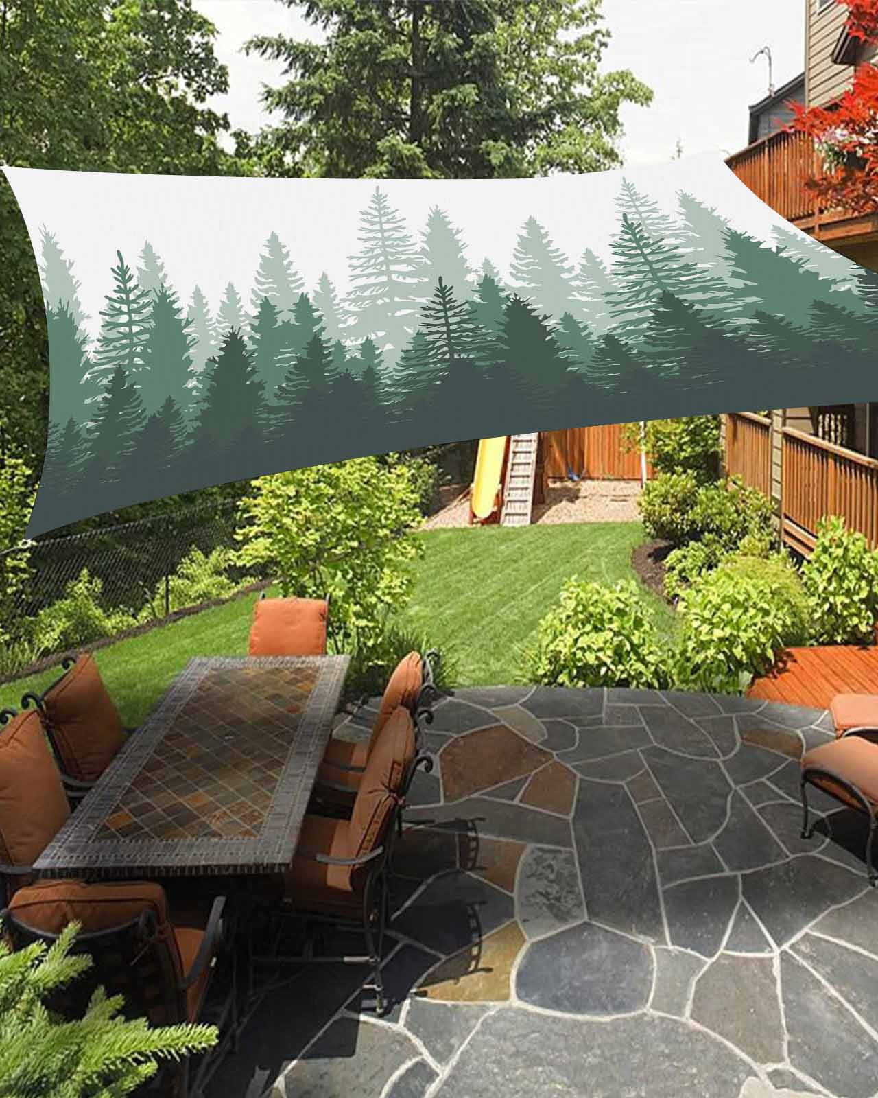 Tree Shade Kit Sun Shade Sail 14x18Ft Green Forest Nature Woodland Tree Misty Forest ...