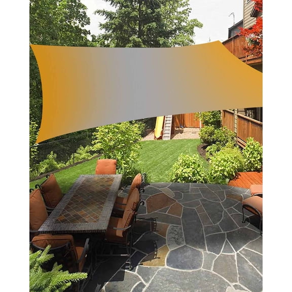 Sun Shade Sail 14x18Ft Orange and Grey Gradient Uv Block Sunshade Canopy Outdoor Shade Cover Rectangle Shade Cloth For Patio Garden Yard Deck Pergola