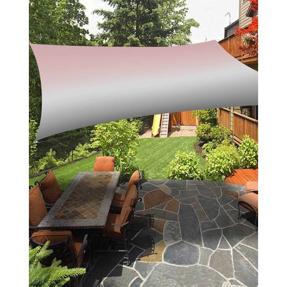 Sun Shade Sail 14x18Ft Pink-Grey Gradient Pattern Uv Block Sunshade Canopy Outdoor Shade Cover Rectangle Shade Cloth For Patio Garden Yard Deck Pergola