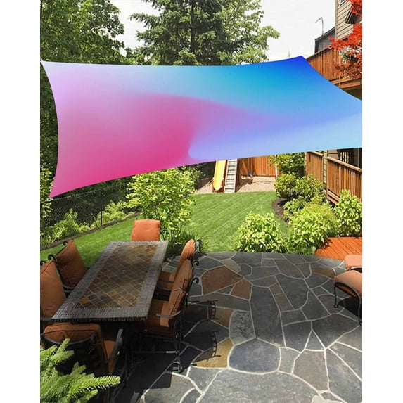 Sun Shade Sail 14x18Ft Spring Abstract Pink Blue Colorful Gradient Texture Uv Block Sunshade Canopy Outdoor Shade Cover Rectangle Shade Cloth For Patio Garden Yard Deck Pergola
