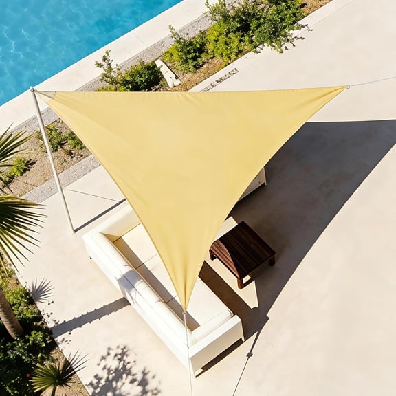Sun Shade Sail 16'X16'X16', Triangle Canopy for Patio | Wind Sails for Shade Outdoor, Solar Sail Shade Pergola Deck, UV Block Sails for Backyard Garden (Sand)