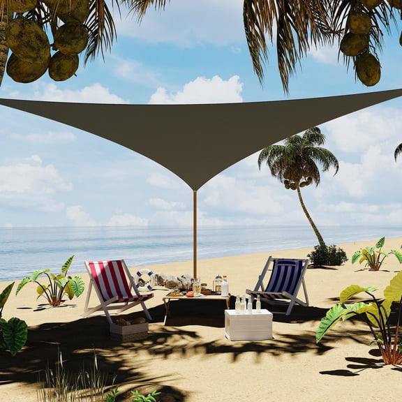 Sun Shade Sail 16'X16'X16' Triangle, Shade Cloth Canopy & Sunshade for Patio - UV Block Outdoor Shade Sail for Backyard, Deck, Garden, Yard , Gray