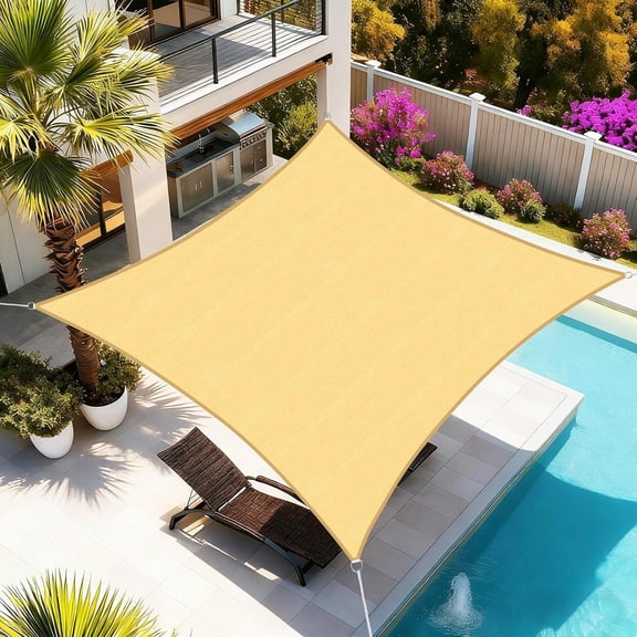 Sun Shade Sail, 16'X20' Sand Rectangular, Curved Edged Commercial Grade 185GSM Permeable Outdoor Shade Cloth for Deck, Backyard, Patio (Custom Sizes Made)