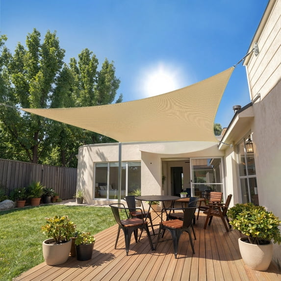 Sun Shade Sail 19' x 22' Rectangle, Hdpe Fabric | 95% UV Block, SHADEWIZ Permeable Sunshade for Backyard Yard Deck Patio Garden Outdoor, Sand, Custom Size