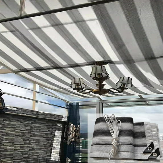 Sun Shade Sail 39×79Inch Gray and White Stripe Square Sunshade Cloth UV Block Permeable Sail for Outdoor Patio Garden Backyard