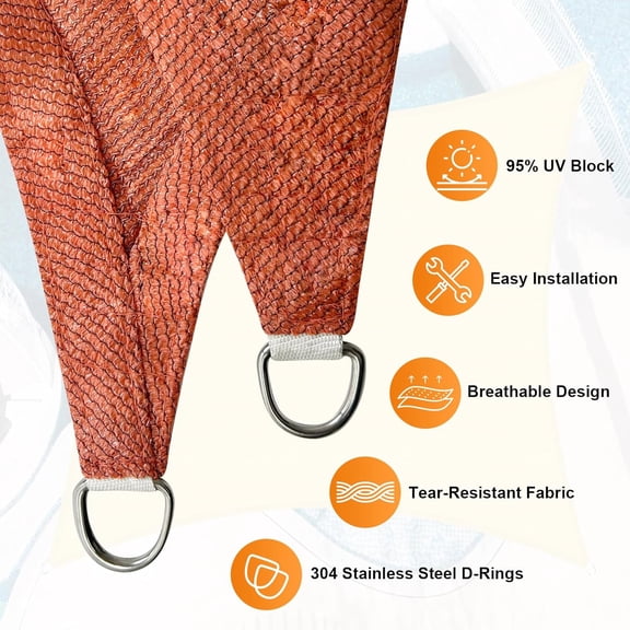 Sun Shade Sail,4'X16'Customized Rust Red Rectangular Curved Edged Commercial Grade 185GSM Permeable Outdoor Shade Cloth for Deck, Backyard, Patio (Custom Sizes Made)$$Garden & Patio