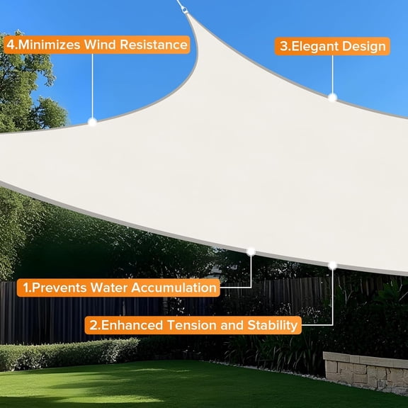 Sun Shade Sail,4'X6'Customized Cream Rectangular Curved Edged Commercial Grade 185GSM Permeable Outdoor Shade Cloth for Deck, Backyard, Patio (Custom Sizes Made)$$Garden & Patio