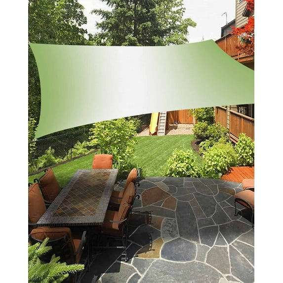 Sun Shade Sail 6.5x10Ft Abstract Ombre Emerald Green and White Gradient Uv Block Sunshade Canopy Outdoor Shade Cover Rectangle Shade Cloth For Patio Garden Yard Deck Pergola