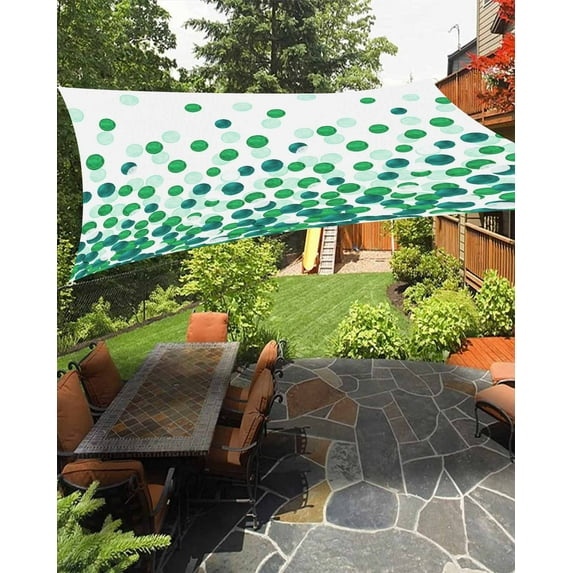 Sun Shade Sail 6.5x10Ft Farmhouse Green Dot Gradient Watercolor Uv Block Sunshade Canopy Outdoor Shade Cover Rectangle Shade Cloth For Patio Garden Yard Deck Pergola