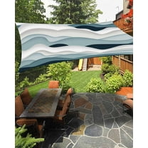 Sun Shade Sail 6.5x10Ft Gradient Ocean Waves Gray Blue Gradient Waves Uv Block Sunshade Canopy Outdoor Shade Cover Rectangle Shade Cloth For Patio Garden Yard Deck Pergola