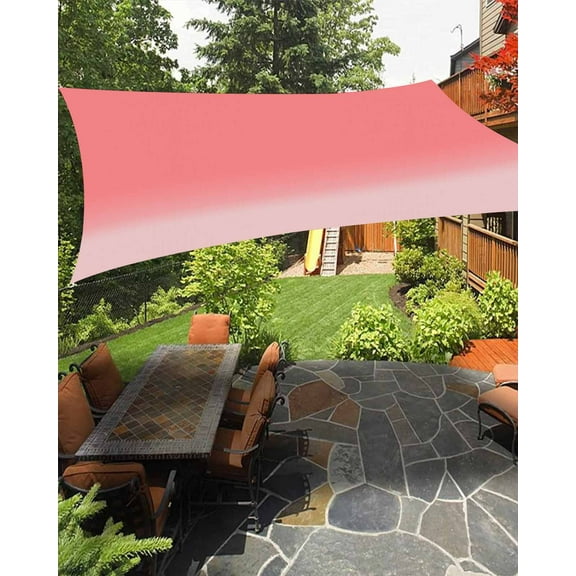 Sun Shade Sail 6.5x10Ft Gradient Pink and Light Pink Uv Block Sunshade Canopy Outdoor Shade Cover Rectangle Shade Cloth For Patio Garden Yard Deck Pergola