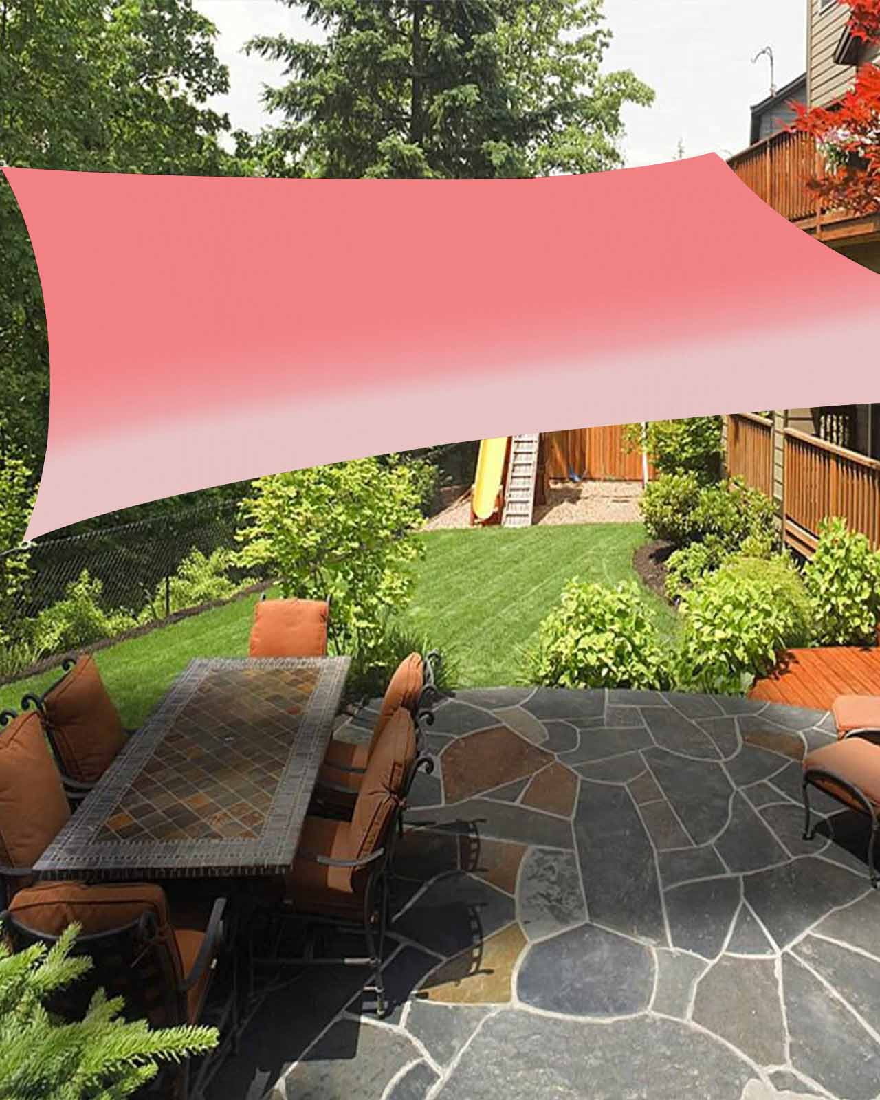 Sun Shade Sail 6.5x10Ft Gradient Pink and Light Pink Uv Block Sunshade