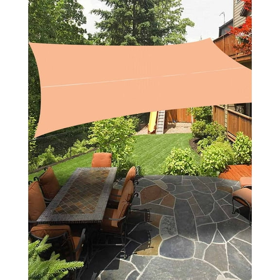 Sun Shade Sail 6.5x10Ft Peach Coral Solid Color Uv Block Sunshade Canopy Outdoor Shade Cover Rectangle Shade Cloth For Patio Garden Yard Deck Pergola