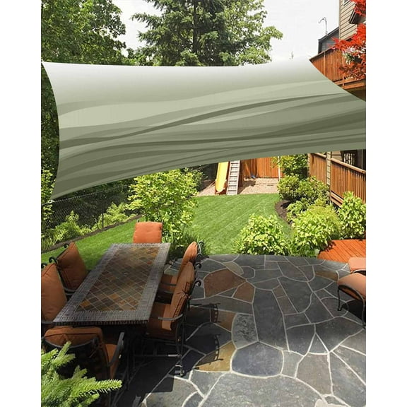 Sun Shade Sail 6.5x10Ft Sage Green Ombre Ocean Wave Gradient Uv Block Sunshade Canopy Outdoor Shade Cover Rectangle Shade Cloth For Patio Garden Yard Deck Pergola