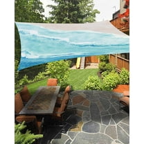 Sun Shade Sail 6.5x10Ft Turquoise Gradient Beach Ocean Pattern Uv Block Sunshade Canopy Outdoor Shade Cover Rectangle Shade Cloth For Patio Garden Yard Deck Pergola