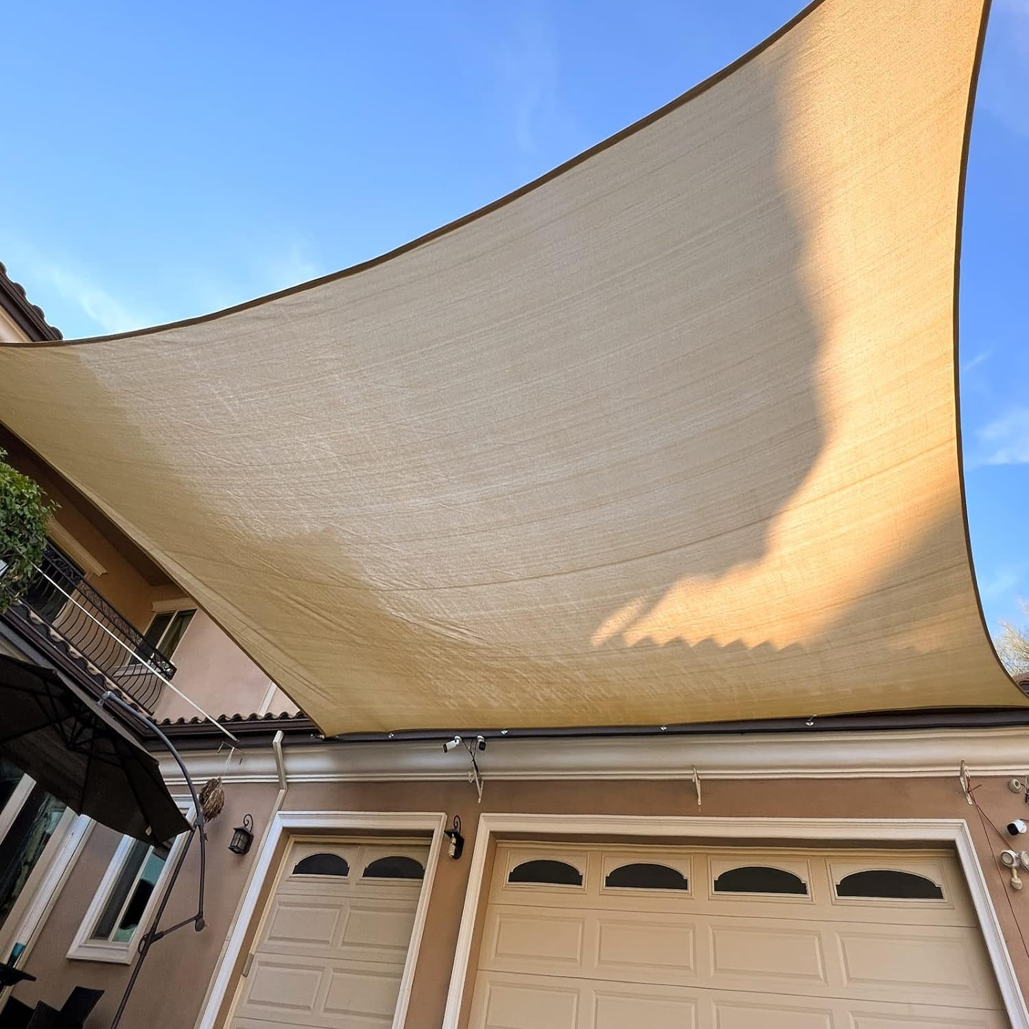 Sun Shade Sail, 6' X 8' Rectangle Shade Sail with Grommets Pergola Shade Cover, Sun Shade Cloth for Patio Carport Yard Lawn Garden (Sand)