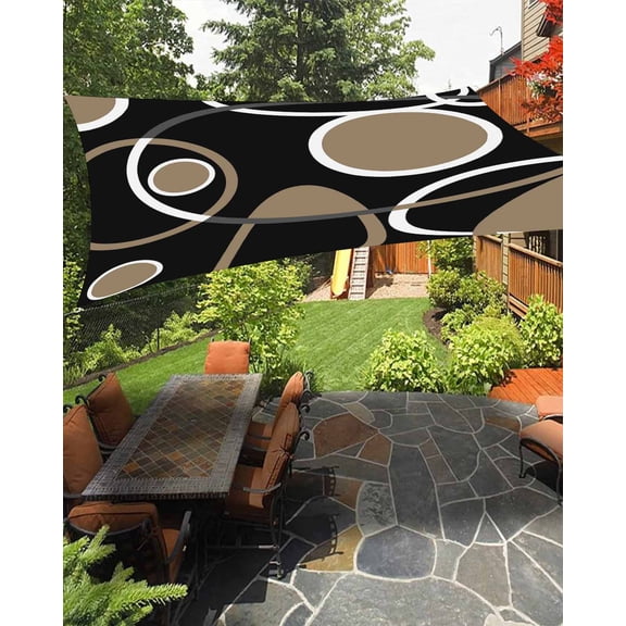 Sun Shade Sail 8'x10' Black Brown Circle Rectangle Sun Shade Sails Canopy Waterproof Geometri Stripe Lines Abstract Art Outdoor Sunshades Sand UV Block Cover Shades Cloth for Patio Backyard Deck