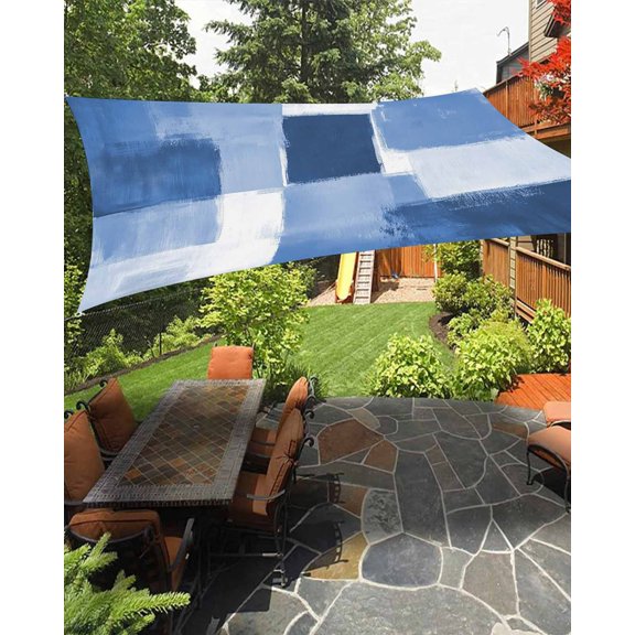 Sun Shade Sail 8'x10' Blue Paint Rectangle Sun Shade Sails Canopy Waterproof Gradient Graffiti Modern Abstract Outdoor Sunshades Sand UV Block Cover Shades Cloth for Patio Backyard Garden Deck Porch