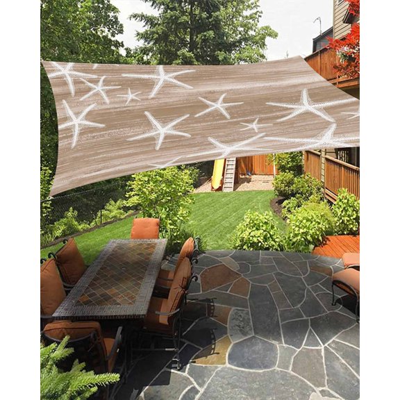 Sun Shade Sail 8'x10' Brown Starfish Rectangle Sun Shade Sails Canopy Waterproof Summer Ocean Beach Outdoor Sunshades Sand UV Block Cover Shades Cloth for Patio Backyard Garden Deck Porch Lawn
