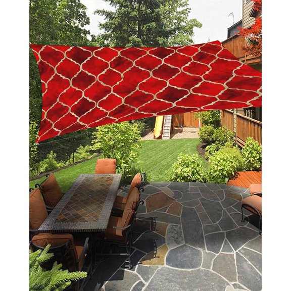 Sun Shade Sail 8'x10' Deep Red Marble Rectangle Sun Shade Sails Canopy Waterproof Lattice Modern Art Outdoor Sunshades Sand UV Block Cover Shades Cloth for Patio Backyard Garden Deck Porch Lawn