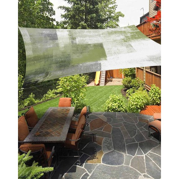 Sun Shade Sail 8'x10' Green Graffiti Rectangle Sun Shade Sails Canopy Waterproof Abstract Sage Green Paint Outdoor Sunshades Sand UV Block Cover Shades Cloth for Patio Backyard Garden Deck Porch