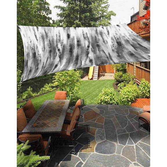 Sun Shade Sail 8'x10' Grey Abstract Paint Rectangle Sun Shade Sails Canopy Waterproof Modern Art Ombre Graffiti Outdoor Sunshades Sand UV Block Cover Shades Cloth for Patio Backyard Garden Deck