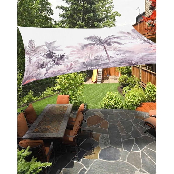 Sun Shade Sail 8'x10' Monstera Palm Tree Rectangle Sun Shade Sails Canopy Waterproof Tropical Forest Outdoor Sunshades Sand UV Block Cover Shades Cloth for Patio Backyard Garden Deck Porch Lawn