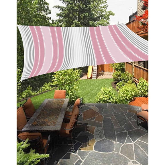 Sun Shade Sail 8'x10' Pink Vertical Stripes Rectangle Sun Shade Sails Canopy Waterproof Ombre Striped Outdoor Sunshades Sand UV Block Cover Shades Cloth for Patio Backyard Garden Deck Porch Lawn