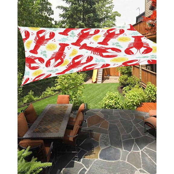 Sun Shade Sail 8'x10' Red Lobster Rectangle Sun Shade Sails Canopy Waterproof Summer Lemon Leaves Outdoor Sunshades Sand UV Block Cover Shades Cloth for Patio Backyard Garden Deck Porch Lawn