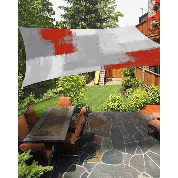 Sun Shade Sail 8'x10' Red Oil Painting Rectangle Sun Shade Sails Canopy Waterproof Grey Abstract Graffiti Art Outdoor Sunshades Sand UV Block Cover Shades Cloth for Patio Backyard Garden Deck Porch