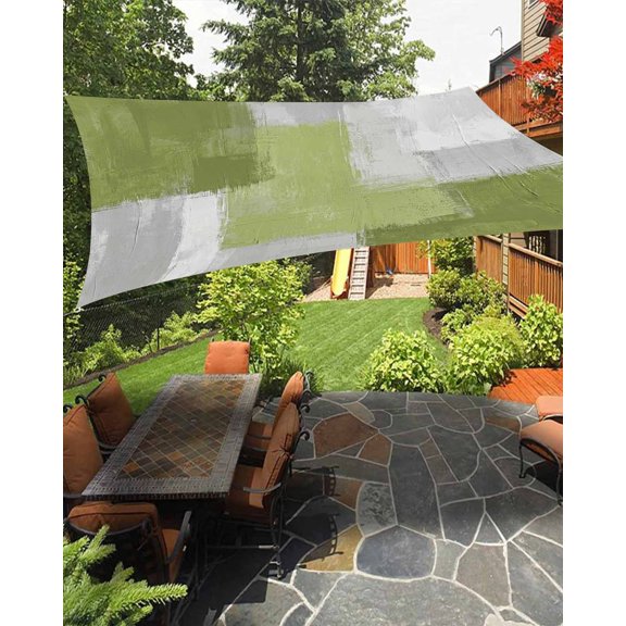 Sun Shade Sail 8'x10' Sage Green Painting Rectangle Sun Shade Sails Canopy Waterproof Grey Abstract Graffiti Art Outdoor Sunshades Sand UV Block Cover Shades Cloth for Patio Backyard Garden Deck