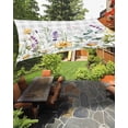 thumbnail image 1 of Sun Shade Sail 8'x10' Spring Floral Rectangle Sun Shade Sails Canopy Waterproof Green Leaves Daisy Flower Grey Plaid Outdoor Sunshades Sand UV Block Cover Shades Cloth for Patio Backyard Garden Deck, 1 of 9