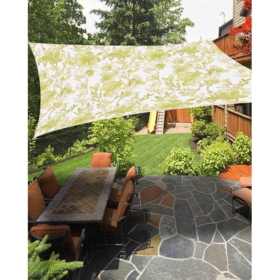 Sun Shade Sail 8'x10' Watercolor Flower Rectangle Sun Shade Sails Canopy Waterproof Yellow Floral Plant Outdoor Sunshades Sand UV Block Cover Shades Cloth for Patio Backyard Garden Deck Porch Lawn