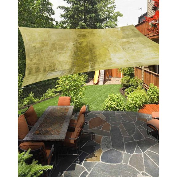 Sun Shade Sail 8'x10' Yellow Paint Rectangle Sun Shade Sails Canopy Waterproof Abstract Art Graffiti Outdoor Sunshades Sand UV Block Cover Shades Cloth for Patio Backyard Garden Deck Porch Lawn