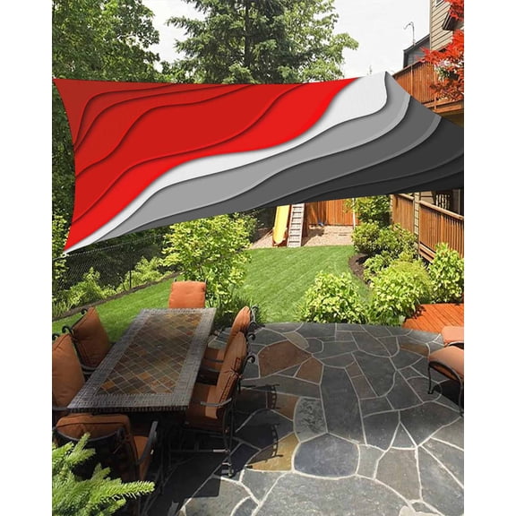 Sun Shade Sail 8x10Ft Abstract Beach Aesthetic Grey to Red Gradient Uv Block Sunshade Canopy Outdoor Shade Cover Rectangle Shade Cloth For Patio Garden Yard Deck Pergola