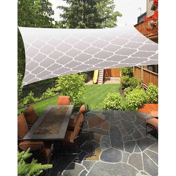 Sun Shade Sail 8x10Ft Beige Gradient Retro Morocco Pattern Uv Block Sunshade Canopy Outdoor Shade Cover Rectangle Shade Cloth For Patio Garden Yard Deck Pergola